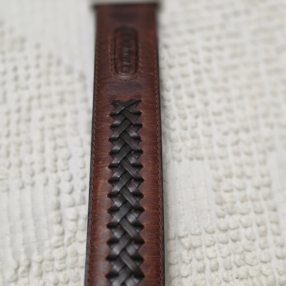 Columbia Mens Genuine Leather Belt Brown Black Stitch Size 40/100 Reversible